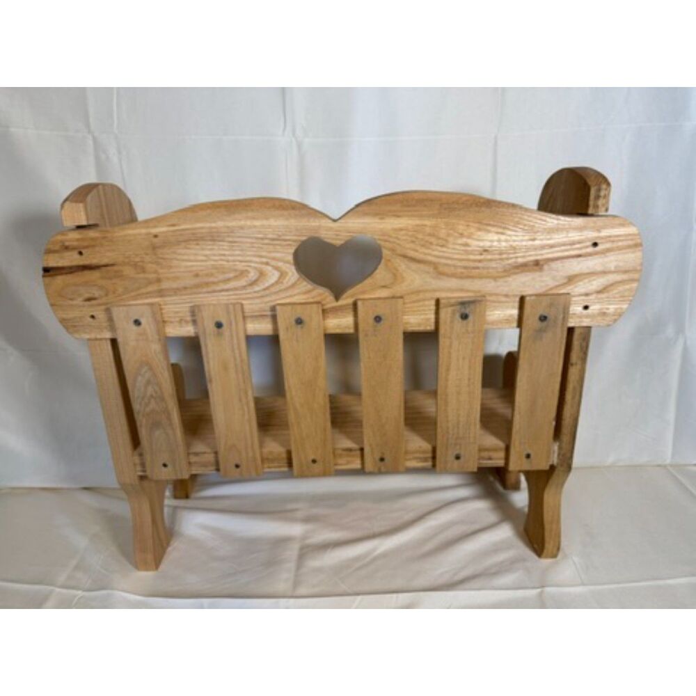 Primitive Wood Heart Bench Child Chair Plant Stand Farmhouse Rustic Cottage - Picture 2 of 8